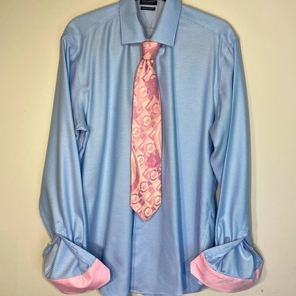 Blue and Pink dress shirt by Tailorbryd Like New - Picture 1 of 10
